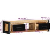 vidaXL TV omarica 100x30x25 cm Masivni neobdelan les Mango | Shoptok.si