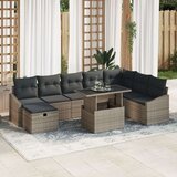 vidaXL 9 komada Set za vrtni kauč s jastučićima Siva Poli Rattan | shoptok.hr