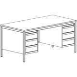 eurokraft basic pisalna miza za delovne mojstre, svetlo siva, predali 6 x 140 mm, šxg 1600 x 800 mm | Shoptok.si