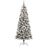 vidaXL Umetno Zložljivo Božično Drevo Zelena in bela 210 cm PVC | Shoptok.si