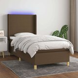 Krevet box spring s madracem LED tamnosmeđi 90x200 cm tkanina Cijene