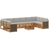 vidaXL Zunanja garnitura za sedenje 8 pcs Naravna in svetlo siva, (5000282177) | Shoptok.si