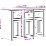  Komoda BODO bijela 115,5 x 44 x 80 cm od masivne borovine | shoptok.hr