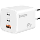 BWOO Polnilec 65W GaN USB-C USB-A 3 vrata, Bela, (5000213675) | Shoptok.si