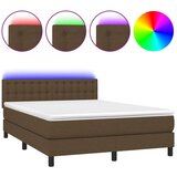  Box spring postelja z vzmetnico LED temno rjava 140x1 | Shoptok.si