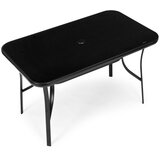 Multi Garden vrtni stol 120 × 70 cm s kaljenim staklom i otvorom za suncobran, crni | shoptok.hr