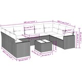  10-dijelni set vrtnih sofa od poliratana s jastucima sivi | shoptok.hr