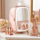  Prijenosni mini hladnjak za kozmetiku pića i grickalice s osvijetljenim ogledalom tihi rad 6L roza | shoptok.hr