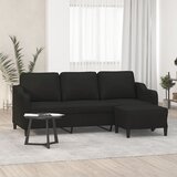 vidaXL Trosjed s tabureom crni 180 cm od tkanine | shoptok.hr