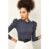 XHAN Women's Indigo Gathered Shoulders Blouse | Shoptok.si