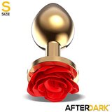 LATETOBED Zlat kovinski analni čep z rdečo vrtnico - S (R900338) | Shoptok.si