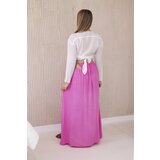 Kesi Włoski Viscose skirt with decorative belt pink | Shoptok.si
