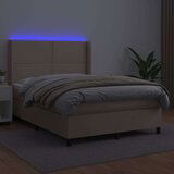  Krevet box spring madrac LED cappuccino 140x200cm umjetna koža | shoptok.hr