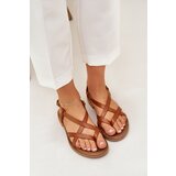 Zazoo Leather Flat Sandals With Intertwined Straps | shoptok.hr