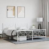 Maison Chic Kovinski Posteljni okvir - Dvoposteljna postelja - Zakonska postelja z vzglavjem in vznožjem bel 180x200 cm, (21695885) | Shoptok.si
