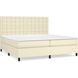  s oprugama i madracem krem 200x200 cm od umjetne kože | shoptok.hr