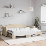  Dnevni krevet na razvlačenje krem 90 x 200 cm od tkanine | shoptok.hr