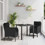  Vrtni set za objed s jastukom 3 pcs Crna Poli ratan | shoptok.hr