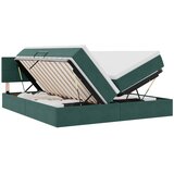 vidaXL Krevet s LED trakama s pohranom Tamnozelena 180 x 200 cm Baršun - Tamnozelena 180 x 200 cm Blok sa kvadratićima | shoptok.hr
