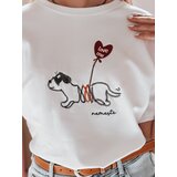 DStreet T-shirt damski oversize z pieskiem CUTE TAIL biały | ePonuda.com