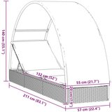 LEŽAJ za sunčanje s krovom sivi 211 x 57 x 140 cm poliratan | shoptok.hr