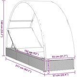  Vrtna postelja s streho siva 211x57x140 cm poli ratan - - Siva - 17.8 - N/A - 2025--Uvoz_4 | Shoptok.si