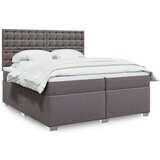 vidaXL Box spring postelja z vzmetnico siva 200x200 cm umetno usnje Cene
