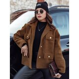 DStreet Płaszcz damski oversize CLASSIVO krótki brązowy | Shoptok.si