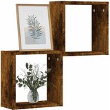  Zidne kockaste police 2 kom dimljeni hrast 30x15x30 cm | shoptok.hr