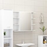 The Living Store Kopalniška omarica z ogledalom bela 80x20,5x64cm inženirski les - Omarica Z Ogledalom, (21436786) Cene