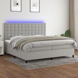  Box spring s madracem LED svjetlosivi 200x200 cm tkanina | shoptok.hr