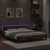  Okvir za krevet s uzglavljem i LED boja hrasta 200x200 cm | shoptok.hr