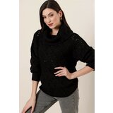 By Saygı Turtleneck Model Acrylic Sweater Black Cene
