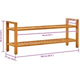  Stalak za cipele s 2 police 100x27x40 cm od masivne hrastovine | shoptok.hr