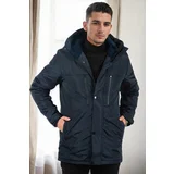 Dewberry 95968 Hooded Coat Parka with Fleece Inside-NAVY