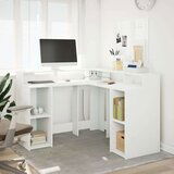  Radni stol s LED svjetlima bijeli 130 x 130 x 91 cm drveni | shoptok.hr