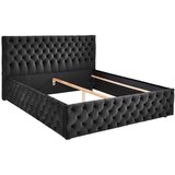 CARRYHOME OBLAZINJENA POSTELJA 200 cm x 180 cm , tekstil črna | Shoptok.si