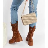 Gemre Brown lace-up heeled boots Visalia | Shoptok.si
