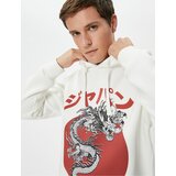 Koton Hooded Sweatshirt Asian Printed Relaxed Cut Long Sleeve cene