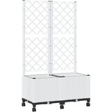 Vrtni saksija s rešetkom i kotačima Bijela 80 x 40 x 146 cm PP | shoptok.hr