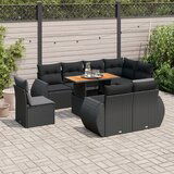 vidaXL 9-dijelni set vrtnih sofa s jastucima crni od poliratana | shoptok.hr