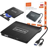 Zenwire ECD829-Y zunanji prenosni DVD/CD zapisovalnik USB 3.0 in USB-C, Slim, Plug & Play, črn, (5000195808) | Shoptok.si