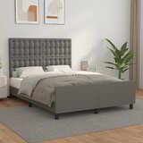 vidaXL Posteljni okvir z vzglavjem siv 140x190 cm umetno usnje Cene