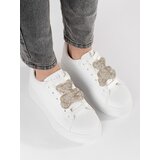 Shelvt White platform sneakers decorated with a teddy bear | ePonuda.com