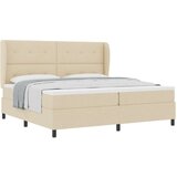Box Spring Krevet s Madracem - Krem 200x200 cm Tkanina | shoptok.hr