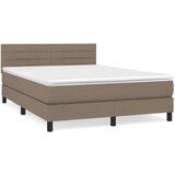  Box spring postelja z vzmetnico taupe 140x190 cm blago | Shoptok.si