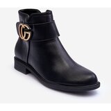 Kesi Leather ankle boots with Black Galos decoration Cene'.'