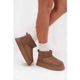 Boto Women's Snow Boots On Platform Insulated With Fur Khaki Vesirae | shoptok.hr