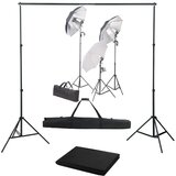 vidaXL fotografski studijski komplet s svetilkami in ozadjem Cene
