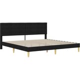  Okvir kreveta s madracem s uzglavljem Crna 180 x 200 cm tkanina | shoptok.hr